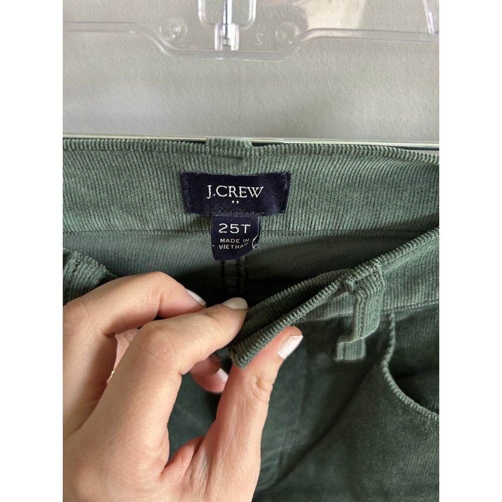 J.Crew High Rise Straight Corduroy Pants Forest Green 25T Tall Fine Wale Stretch - Picture 3 of 3